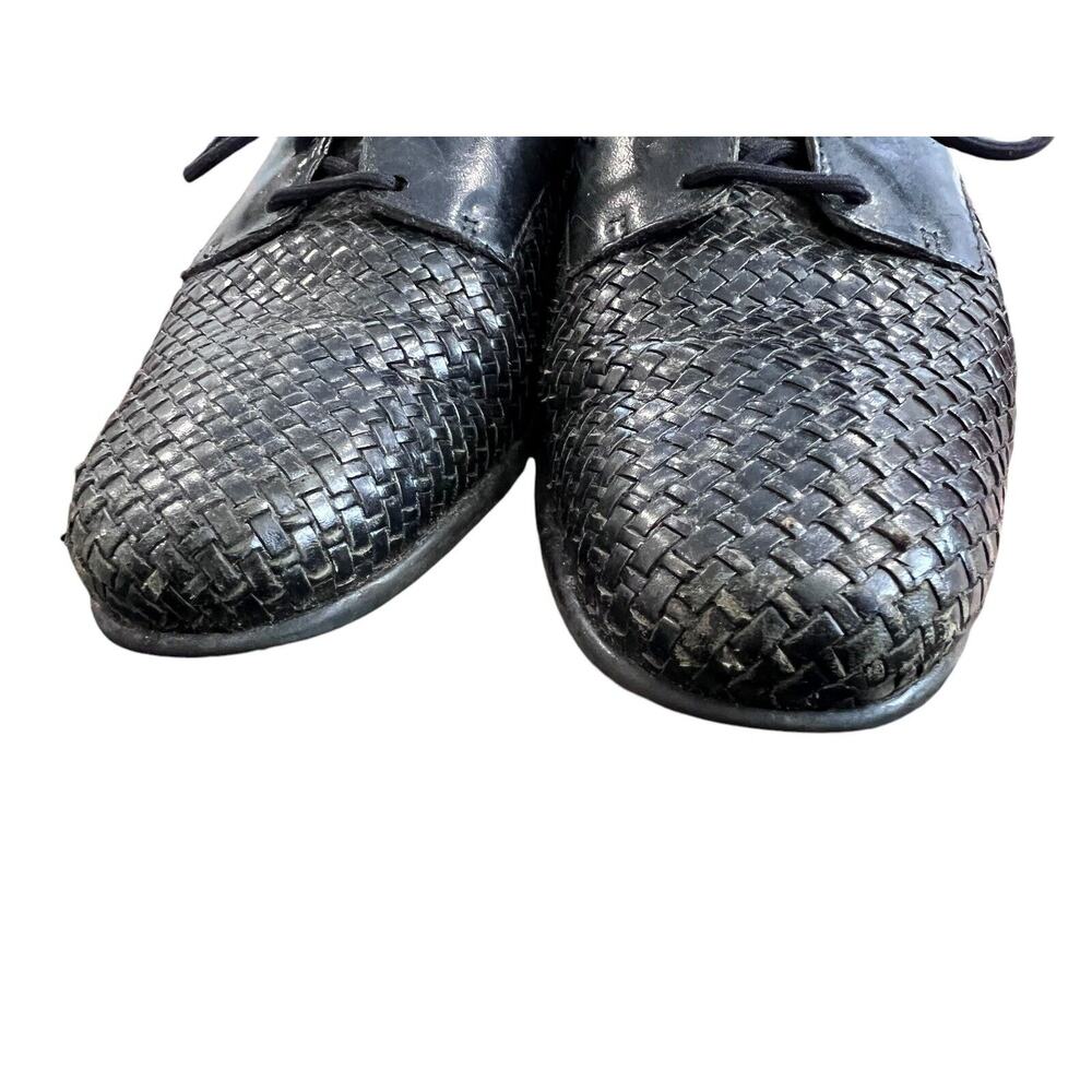 Vintage TROTTERS LILA Woven Leather Black Oxford Shoes Flats 9.5 S (AAA) - Picture 2 of 12
